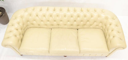 Cream Tufted Leather Chesterfield Sofa