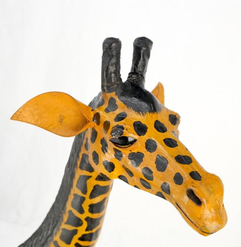 Large Tooled Leather Sculpture of a Giraffe