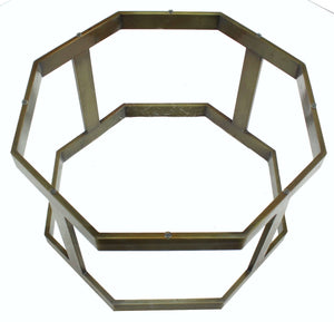 Octagonal Brass Base and Glass Top Coffee Table