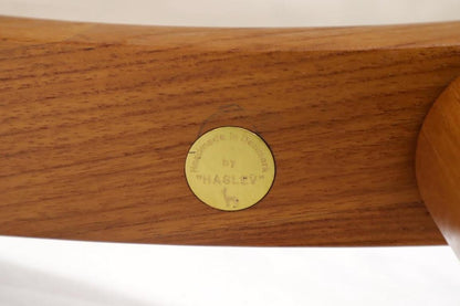 Danish Mid-Century Modern Oval Coffee Table with Smoked Glass Top