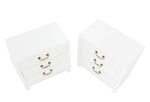 Pair of White Lacquer Brass Pulls Bachelor Chests or Dressers