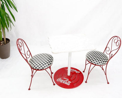 Two Chairs Cast Iron Marble-Top Table Coca-Cola Dinette Ice Cream Set Cafe Table