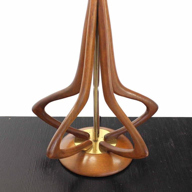 Figural Sculptural Carved Walnut Base Table Lamp