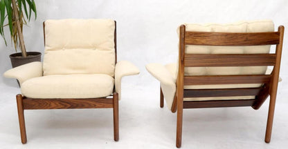 Pair of Danish Modern Virgin Wool Upholstery Rosewood Frames Longe Chairs