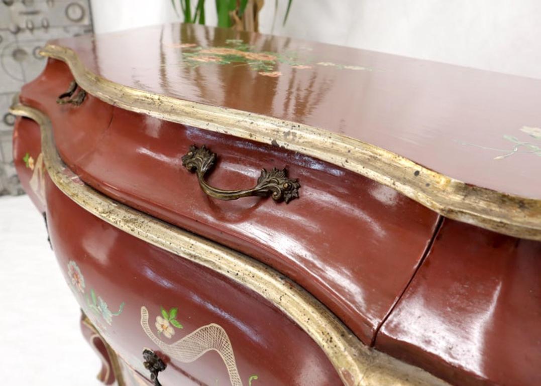 Red Lacquer Painted Bombay Dresser Chest of Drawers