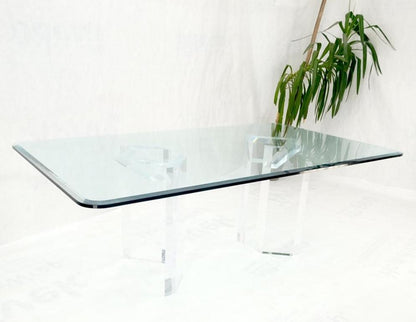 Magnificent Lucite Pedestals Base Glass Top Dining Conference Table 7' Long