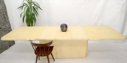 Expandable Extra Long Faux Lacquered Goat Skin Dining Conference Table