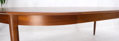 Danish Teak Mid-Century Modern Round Dining Table w/ Two Extension Boards Leafs