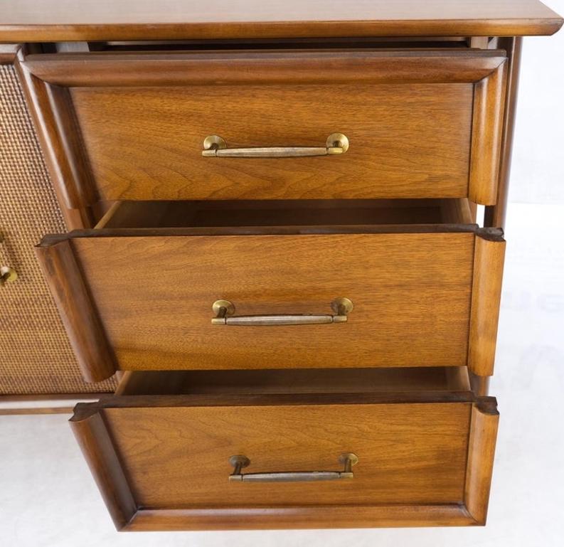 Exposed Sculptural Legs Walnut Three Drawers Two Doors Credenza Server Sideboard