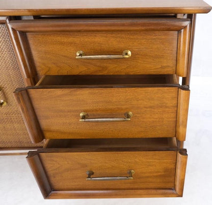 Exposed Sculptural Legs Walnut Three Drawers Two Doors Credenza Server Sideboard