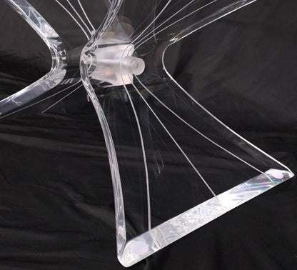 Lucite Bow Tie Butterfly Wing Shape Base Oval Glass Top Mid Century Coffee Table