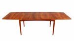 Danish Modern Teak Boat Shape Dining Table with Two Pop-Up Leafs Extension Board