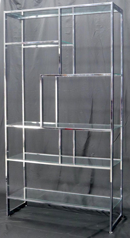 Chrome and Glass Large Design Institute America Étagère Shelving Wall Unit
