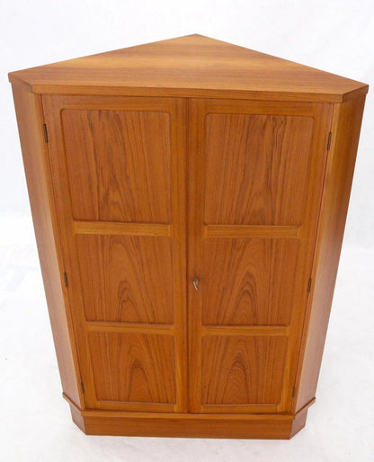 Danish Teak Corner Storage Liquor Cabinet Bar