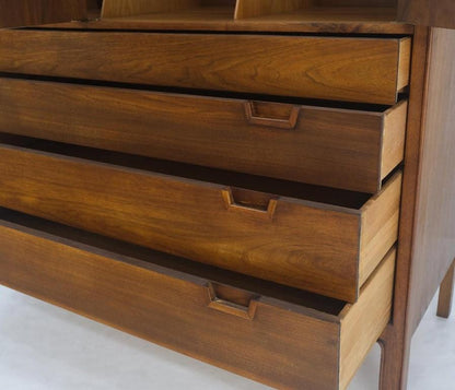 Mid Century John Stuart Walnut 2 Doors 4 Drawers Gentleman's High Chest Dresser