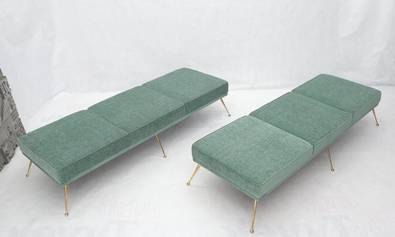 Pair of Six-Legged Brass Feet Italian Daybeds on Brass Feet