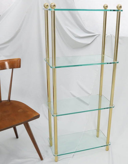 Petit Compact Class and Brass 4-Tier Étagère Shelf Bookcase