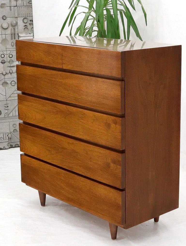 American Walnut Block Front Drawers High Chest Dresser American of Martinsville