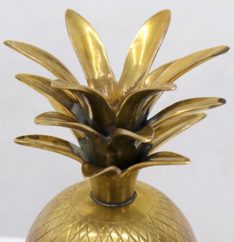 Gold Tone Solid Brass Pineapple Shape Jar with Lid