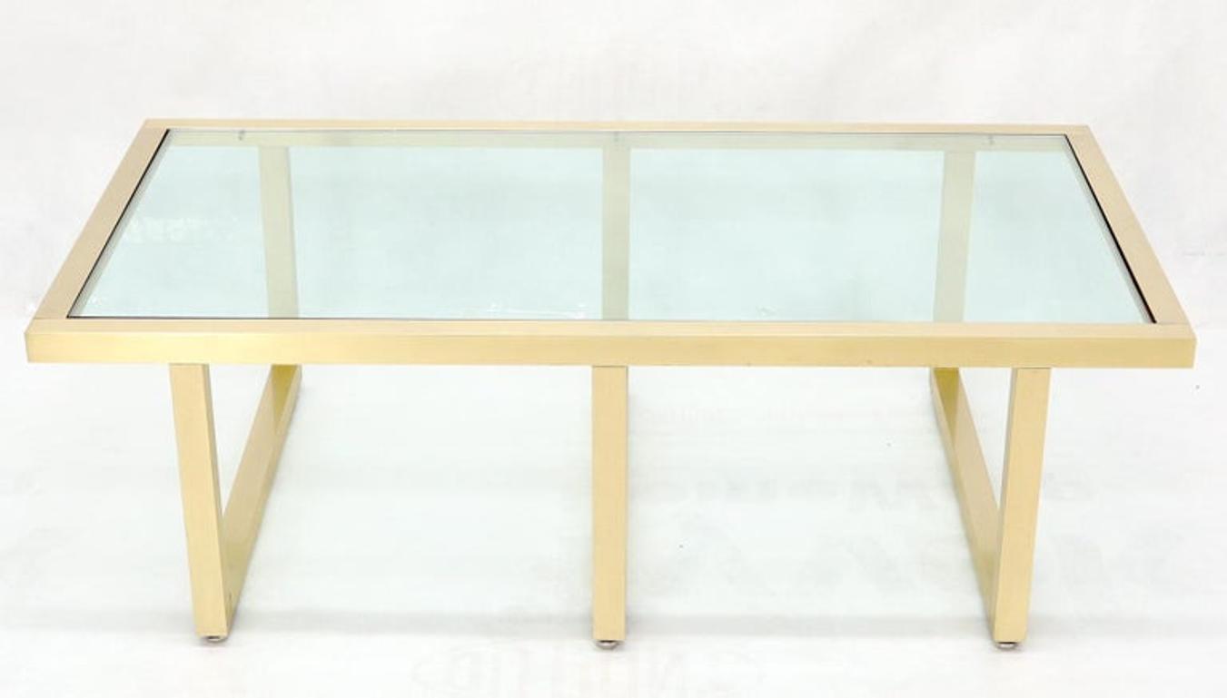 Brass Frame Shape Base Glass Top Rectangular Coffee Table