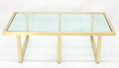 Brass Frame Shape Base Glass Top Rectangular Coffee Table