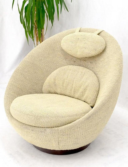 Mid-Century Modern Oval Egg Shape Pod Chair w/ Adjustable Head Rest on Band Base