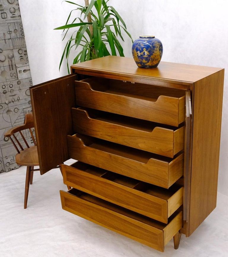 Mid Century American Walnut Gentleman's Chest Dresser w/ Two Doors Compartment