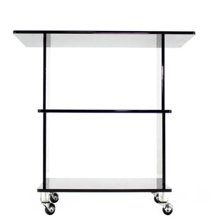Smoked Lucite Rolling Cart Serving Table