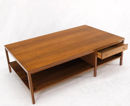 Large Rectangle Walnut One Drawer Paul McCobb Coffee Table for Calvin 1960s Mint