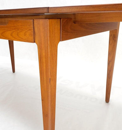 Danish Mid-Century Modern Teak Refectory Dining Table Two Leafs Mint!