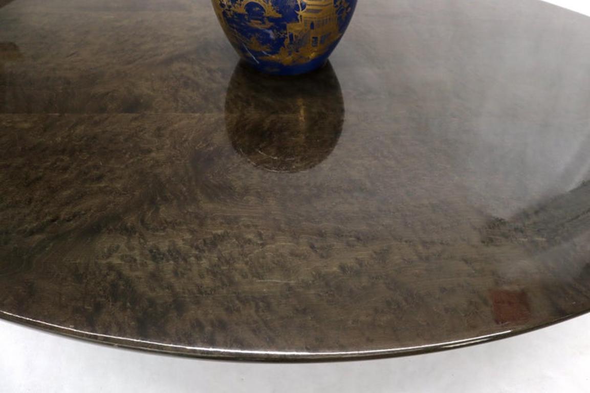 Oval Grey Bird's-Eye Maple Top Heavy Steel Base Coffee Table by Saporiti