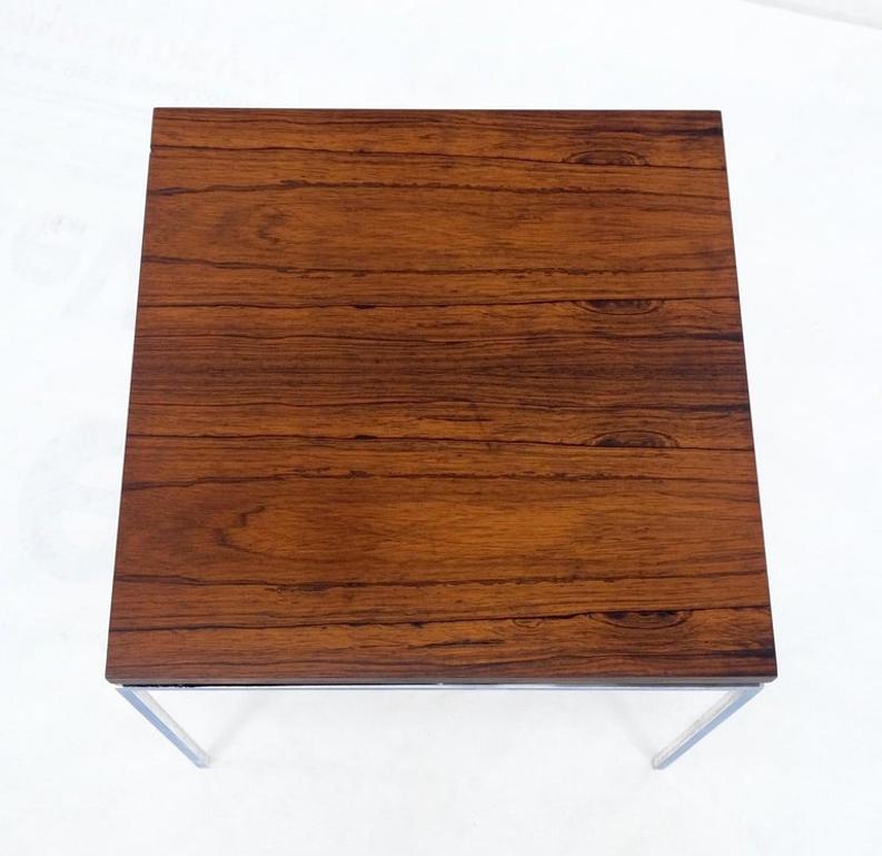 Floating Rosewood Top Chrome Stainless Base Square Side End Coffee Table Mint