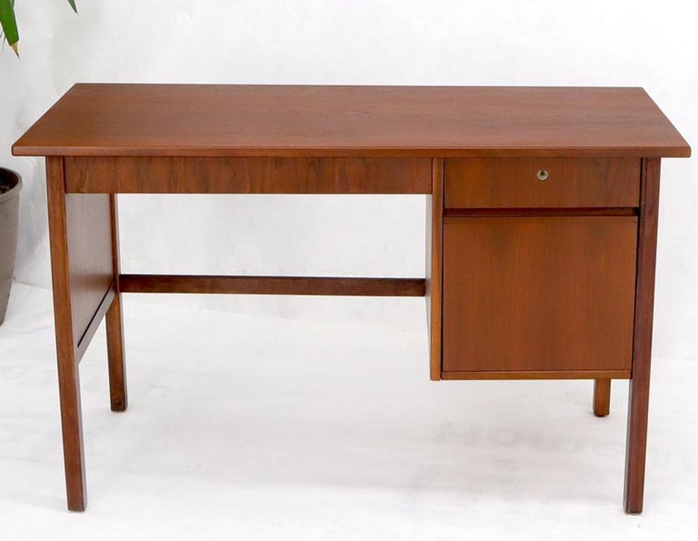 Danish Mid Century Modern Petit Single Pedestal Desk Two Drawers