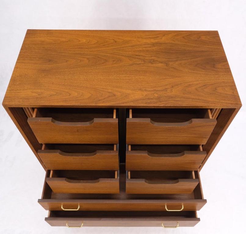 Walnut Tambour Doors Brass Hardware Serpentine Front 8 Drawers Dresser MINT!