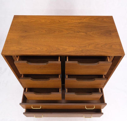 Walnut Tambour Doors Brass Hardware Serpentine Front 8 Drawers Dresser MINT!