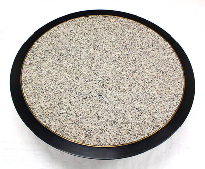 EstablishedLines Mid Century Modern 48 Inches Round Granite Top Black Lacquer  Coffee Table Baker