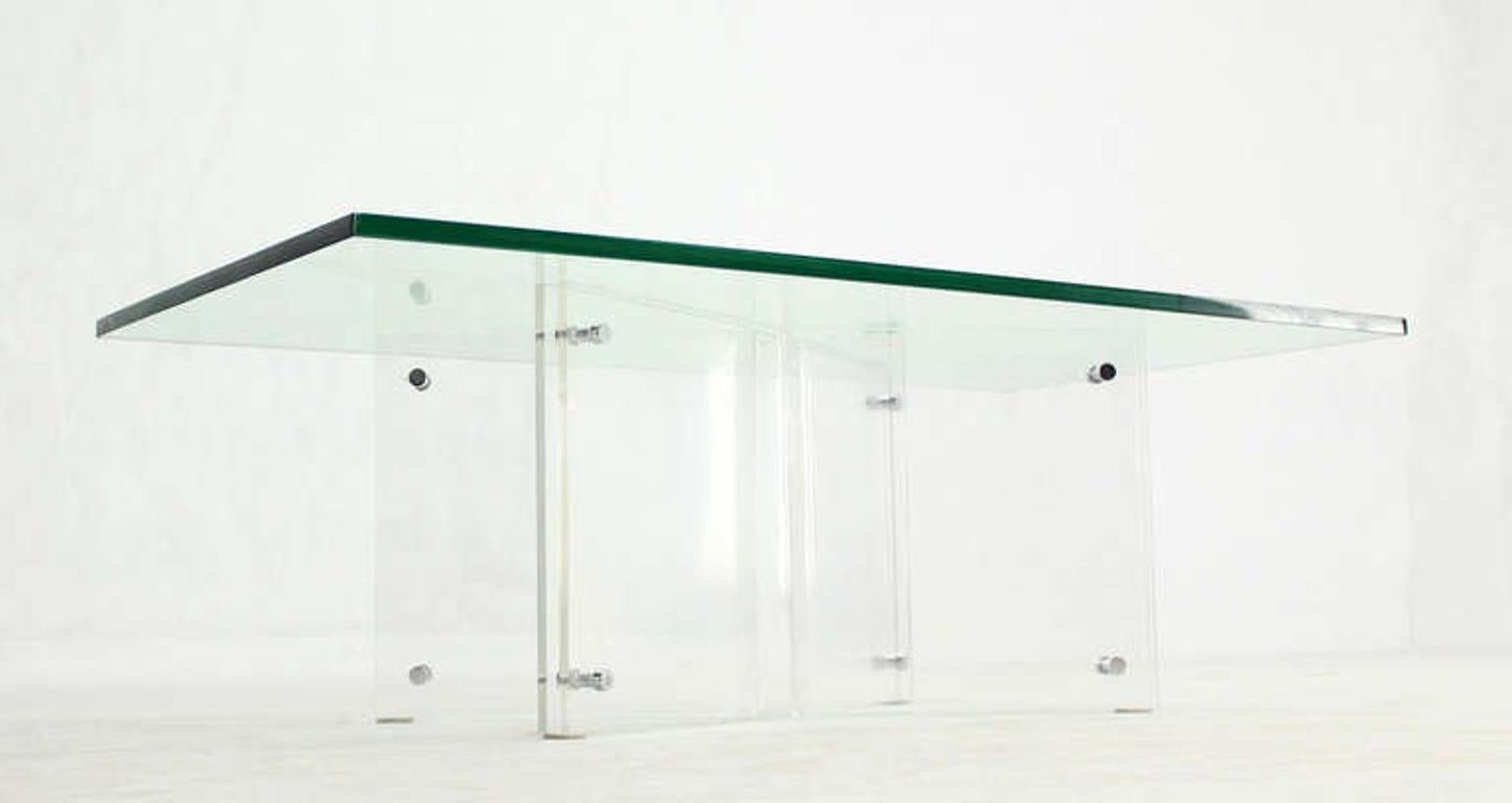 EstablishedLines Mid-Century Modern Lucite X Base Glass Top Rectangle Coffee Table