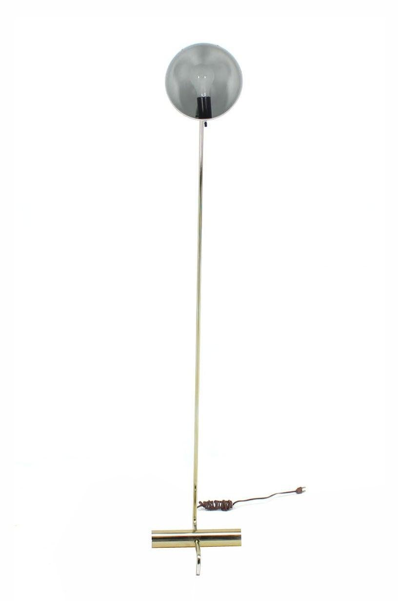 Mid Century Modern Bent Tube Base Adjustable Metal Cup Shape Shade Floor Lamp