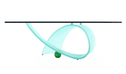 EstablishedLines Italian Frosted Glass Ribbon Base Square Glass Top Rectangle Coffee Table MINT!