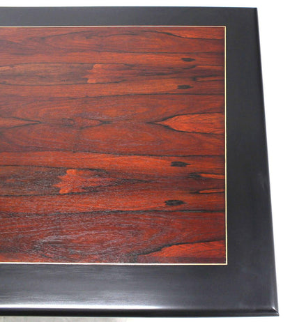 Pedestal Base Brass Legs Rosewood  Ebonised Black Lacquer Top Dining Table MINT!