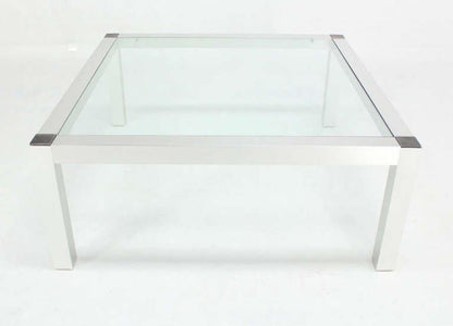 EstablishedLines Mid-Century Modern Machined Metal Base Glass Top Coffee Table Modernist