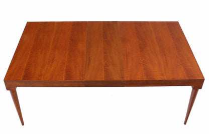 Danish Mid Century Modern Teak Tapered Legs Dining Conference Table Two Leaves