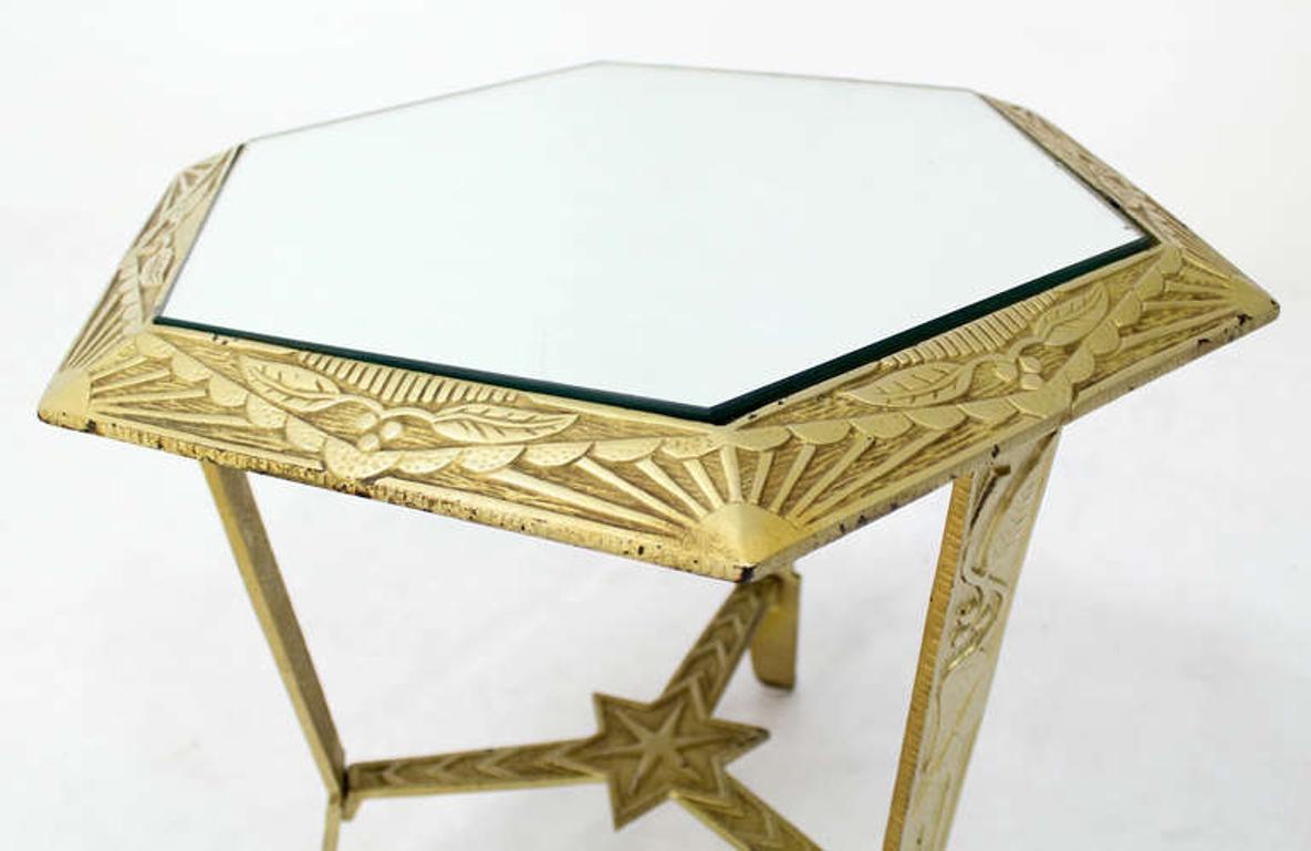 Fine Mid Century Modern Art Deco Hexagon Top Star of David Base Side End Table