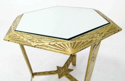Fine Mid Century Modern Art Deco Hexagon Top Star of David Base Side End Table