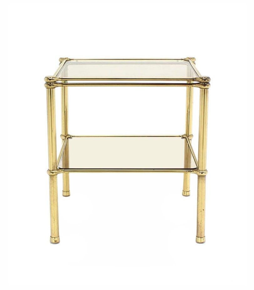 EstablishedLines Unusual Brass Square Two-Tier Side or End Table