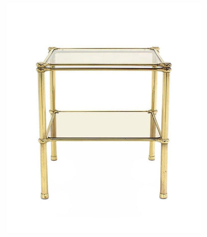 EstablishedLines Unusual Brass Square Two-Tier Side or End Table