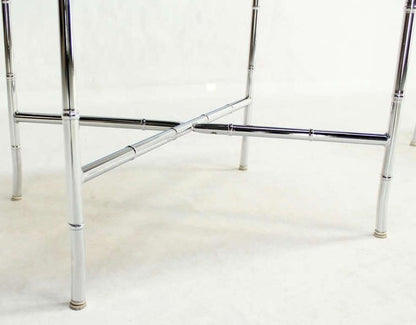 EstablishedLines Pair of Faux Bamboo X Shape Bases  Chrome and Smoked Glass End Tables MINT!