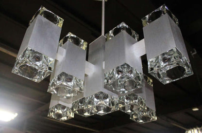 EstablishedLines Gaetano Sciolari Mid-Century Modern Seventeen Light Ice Cube Chandelier MINT!
