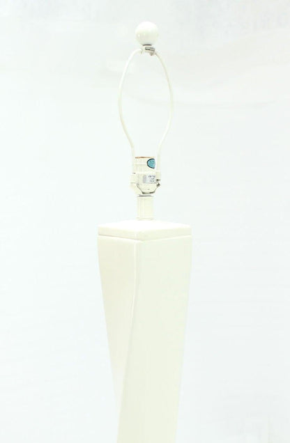 EstablishedLines Pair 5' Tall Large Oversize Twisted Column Square Base White Lacquer Floor Lamps