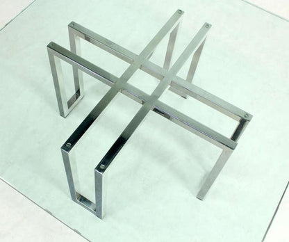 EstablishedLines Chrome Base Square Glass Top Mid Century Modern Coffee Table Barcelona Baughman